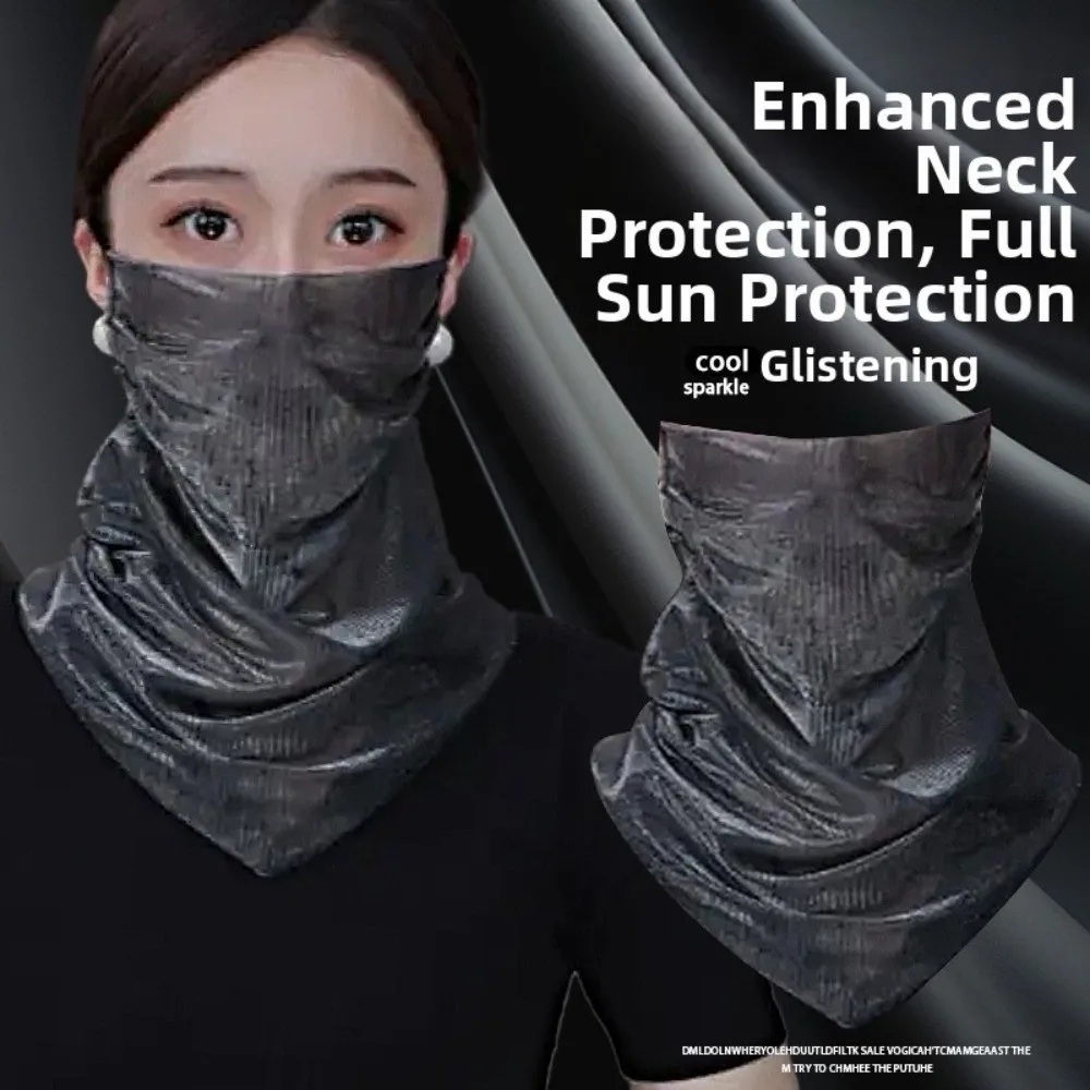 

Colorful Summer Sun Protection Veil Magnetic Elegant Neck Warmer Pearl Silk Scarf Multi-functional