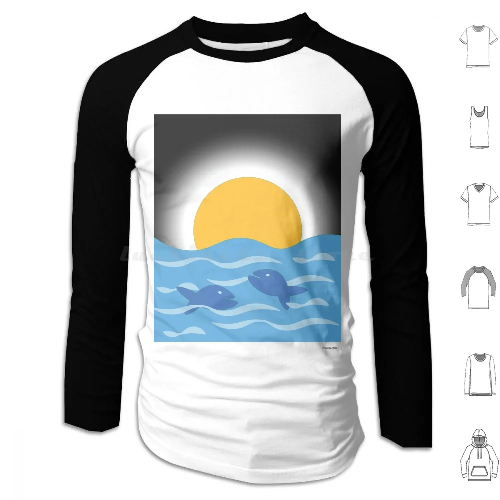 Fish On The Water With Sun Rise-Fish Hoodies Long Sleeve Retro Sandworm Surfing Surf Surfer Beach Distressed Style