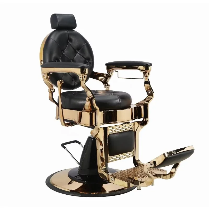 Antique Modern Heavy Duty Hydraulic Black Gold Barbershop Chair