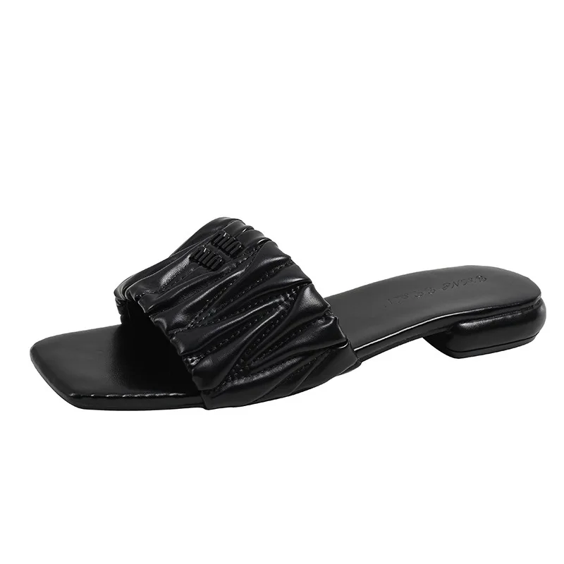 

Summer fashion slip-resistant square-toe letter flat outdoor sandals for women