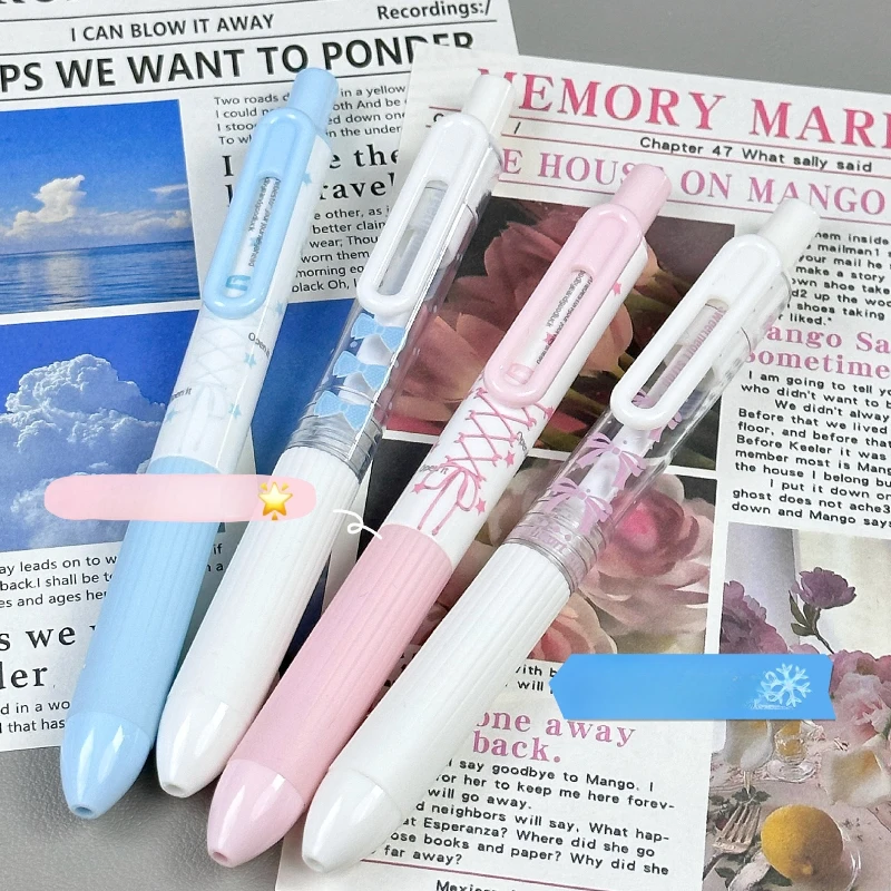 

4pcs/set Korean Ballet Ribbon Gel Pen 0.5mm Black Ink Ins Style Sweet Girl Quick-Drying Pen for Exam School Student Stationery
