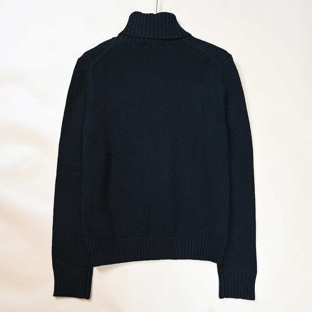 Women's Winter High Collar Thi Woolen Knitted Sweater Warm Cozy Neline Long Sve Regular Fit  Color Commute Sle