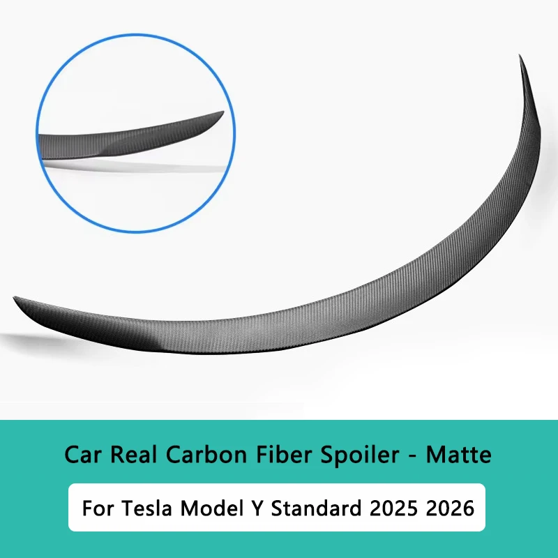 HEENVN Für Tesla Model Y Standard 2025 2026 Spoiler Echte Kohlefaser Hochleistungs-Spoiler Heckflügel Auto-Zubehör