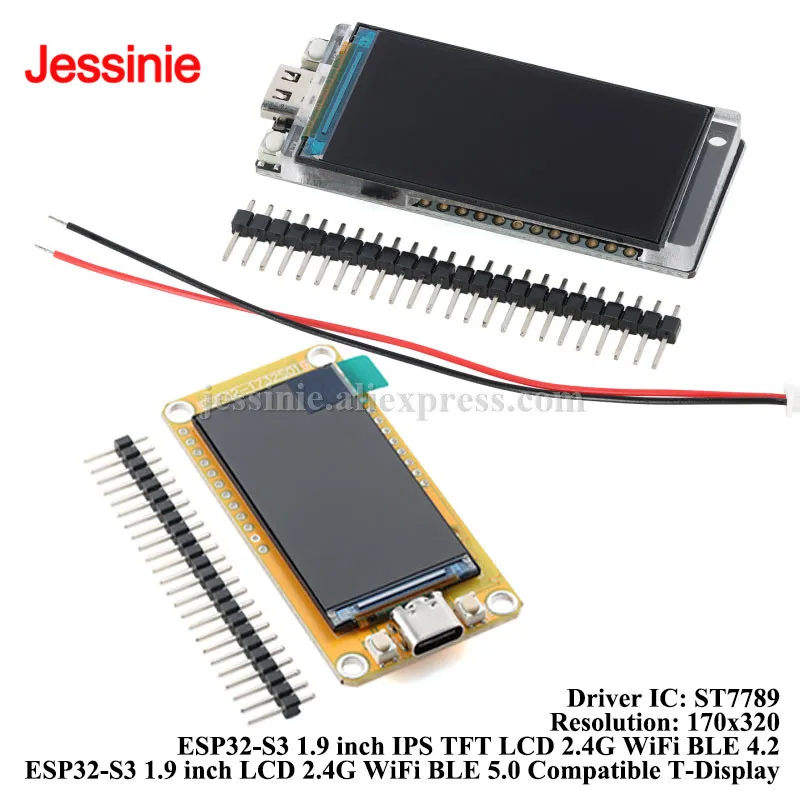 t-display-esp32-s3-19インチtft-lcdスクリーンディスプレイ開発ボード-170-320-st7789-esp32s3-19インチ-24ghz-wifi-ble-50-42モジュール