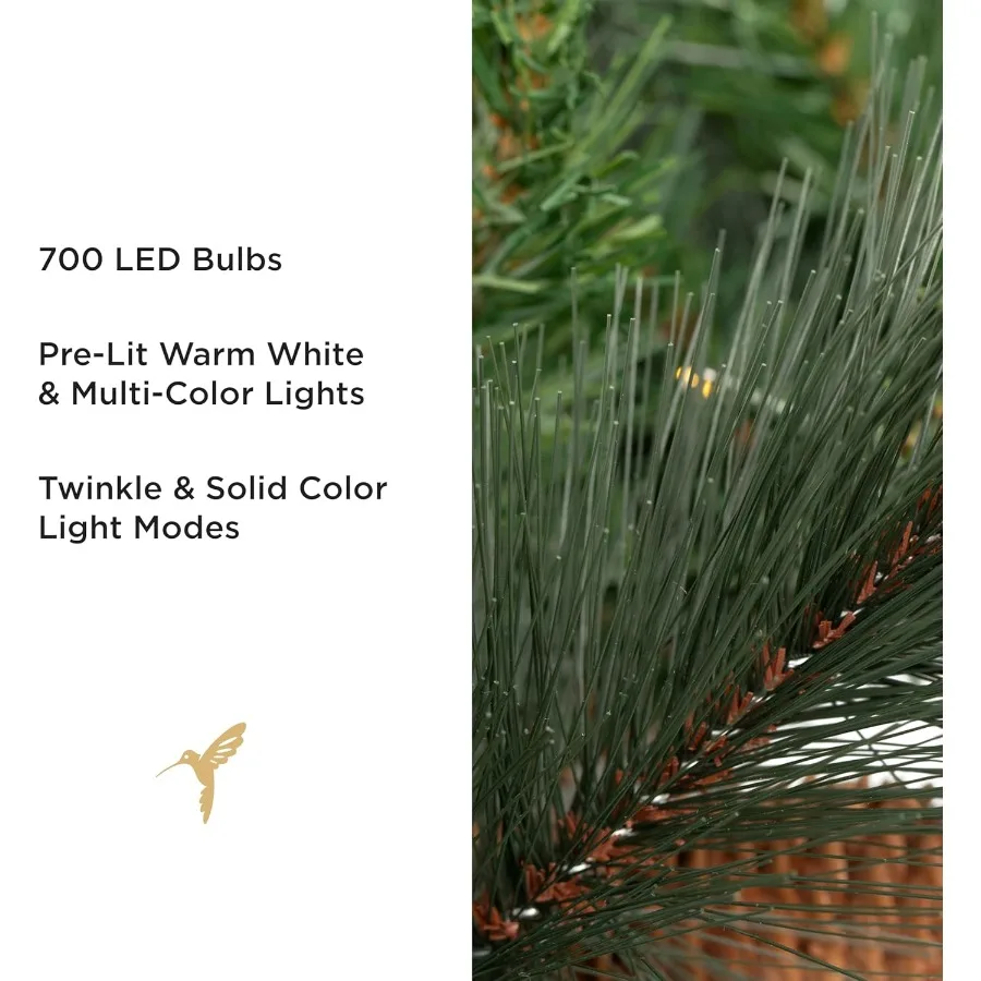 شجرة عيد الميلاد الاصطناعية المضاءة مسبقًا بطول 7 أقدام، مخاريط صنوبر كارولينا، أضواء بيضاء دافئة تتضمن حامل وحقيبة تخزين