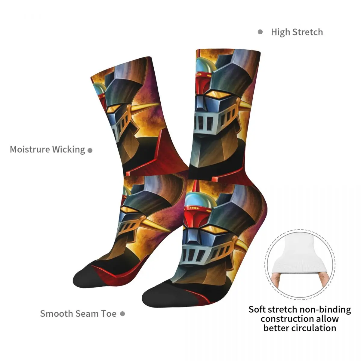 Mazinger Z Funny Socks for Men Women Unisex Crazy Street Style Printed Crew Sock