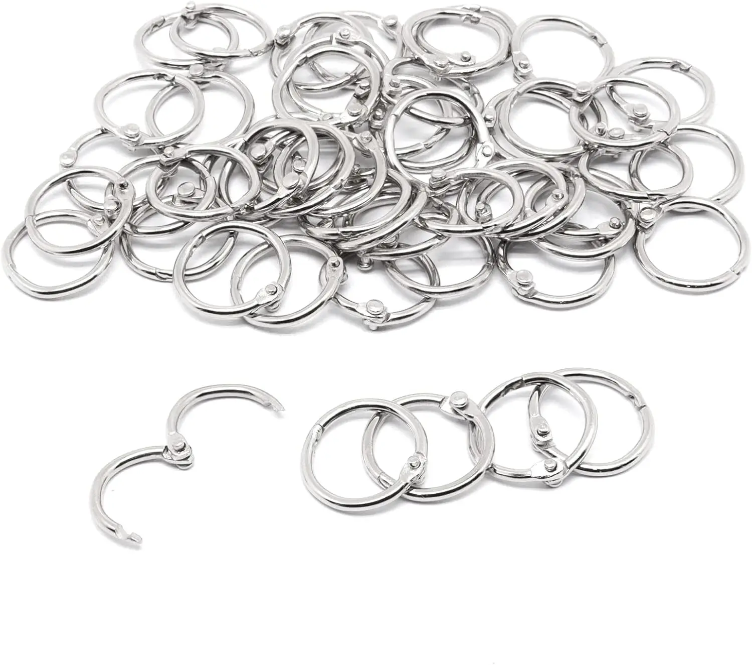 

50 Pcs 0.5 Inch Binder Rings, Nickel Plated Steel Book Rings for Index Cards, Office Supplies