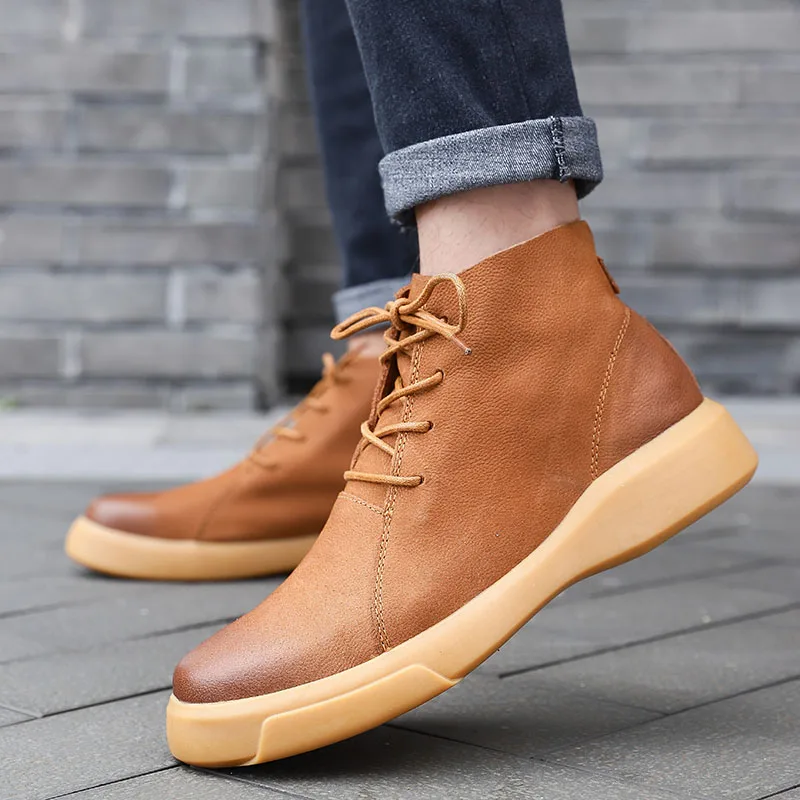 Retro jednolity kolor antypoślizgowe buty męskie 2023 jesień Casual buty modne i wygodna guma podeszwa Plus rozmiar buty 46 47