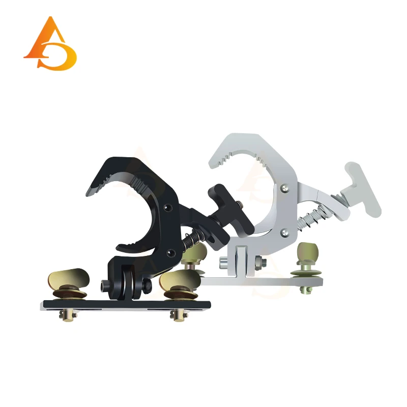 A Pair Aluminum Fold Clamp Hooks Stage Light Hanging Hook Loading 150Kg Truss Tube Moving Head Beam Lights Connector Clip