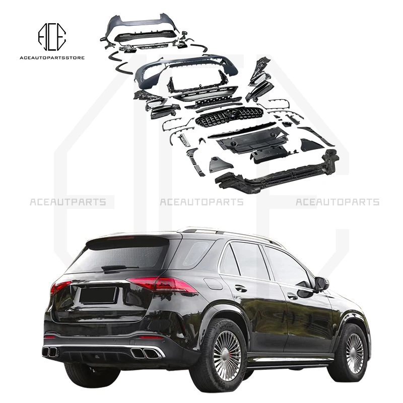 

For Mercedes Benz GLE W167 Upgrade To GLE AMG GLE63 Style Front Bumper middle Grille Rear Bumper body Body Kits 2020-2022