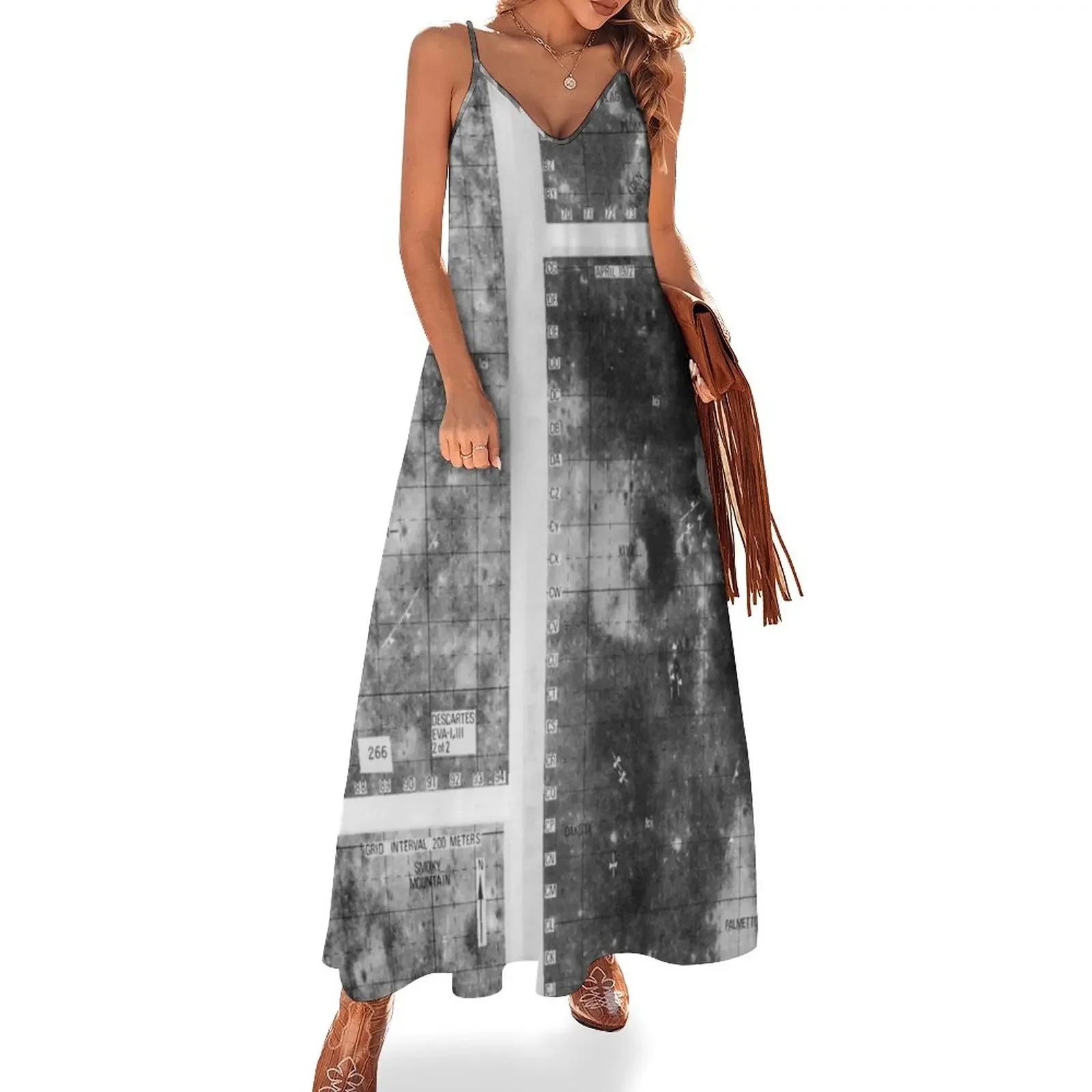 

Apollo 16 - Moon Landing Site Map - a16.lsp266 Sleeveless Dress Women long dress beach dress