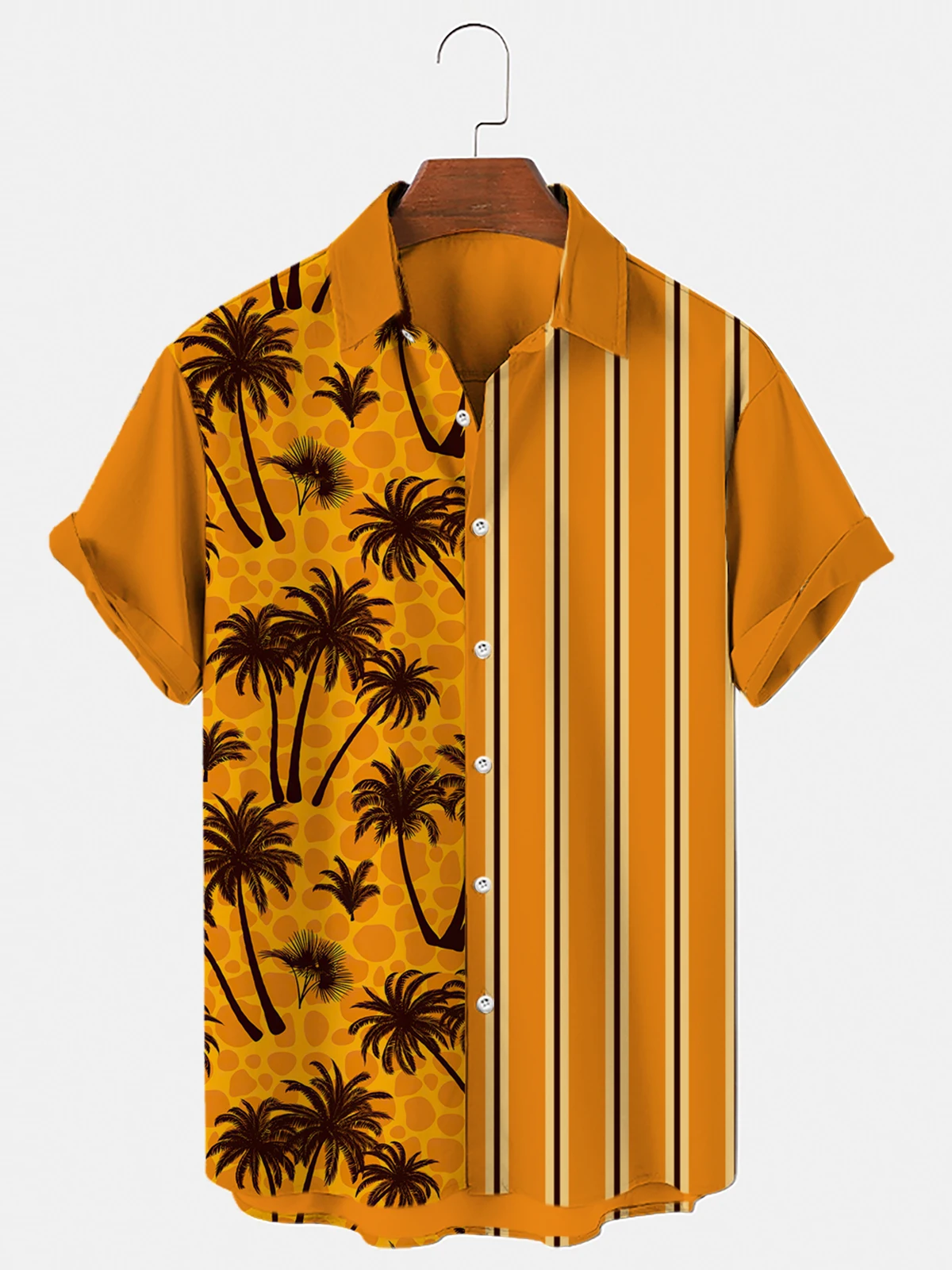 2022 Men\'s Hawaiian Shirt 6xl Loose Stretch Shirt Top Men\'s And Women 3d Print Coconut Tree Single Breasted Short Sleeve Beach