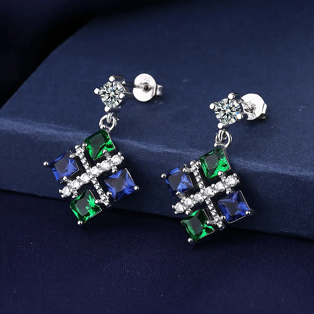 Stern-Ohrstecker aus 925er-Sterlingsilber, kreativ, einfach, quadratisch, für Frauen, Hochzeit, Verlobung, für Freundin, Geburtstagsgeschenk