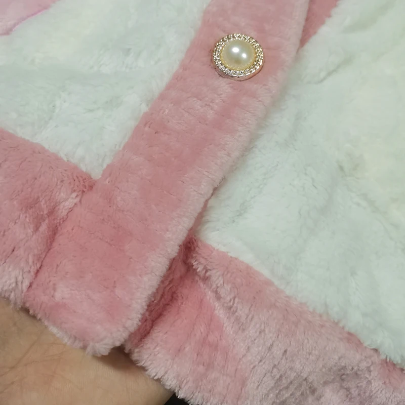 سميكة الدافئة الوردي الخوخ المرجان المخملية منامة 2 قطعة مجموعة الشتاء السيدات سترة ملابس النوم Homewear الحلو ملابس خاصة المتسكعون