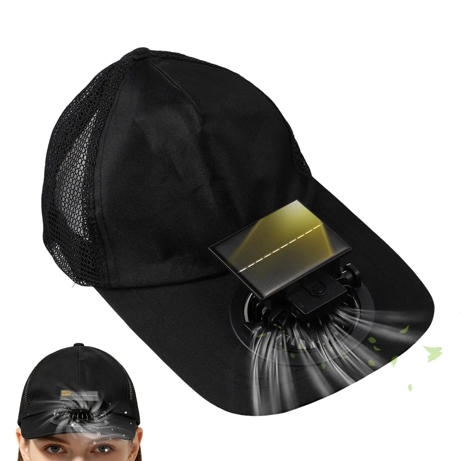 Solar Powered Fan Hat USB Charging 3 Adjustable Speed Hat with Fan Sun Block Baseball Hat Outdoor Sunhats Sunscreen Sunshade Hat