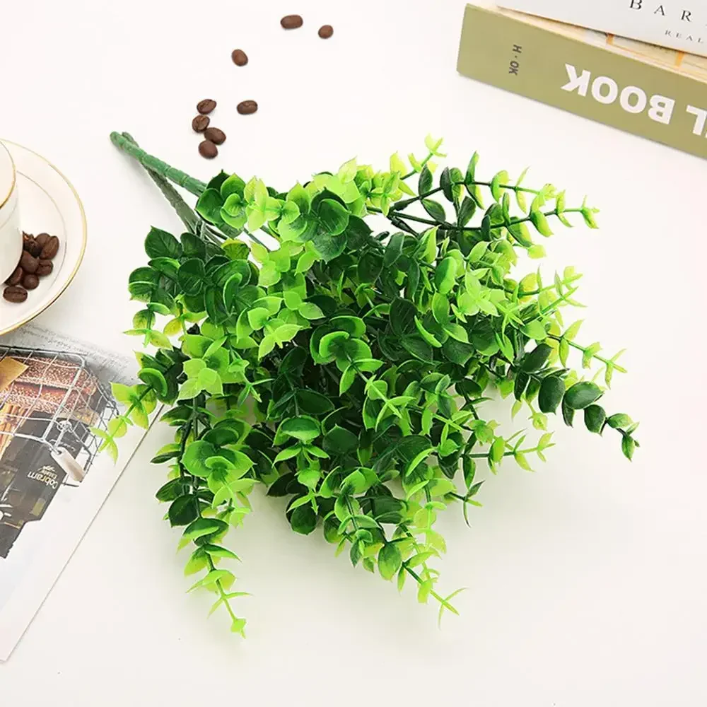 1pc Artificial Flowers with Leaf Green Grass Plastic Plants Fake Leaf Foliage Bush for Home Wedding Decoration Party Supplies