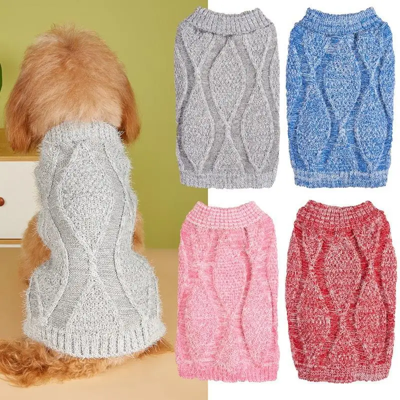 جرو الملابس بلون تشيهواهوا البلدغ البلوزات الصوف محبوك البلوز للكلاب الصغيرة الخريف الشتاء ملابس الحيوانات الأليفة XS-L #1