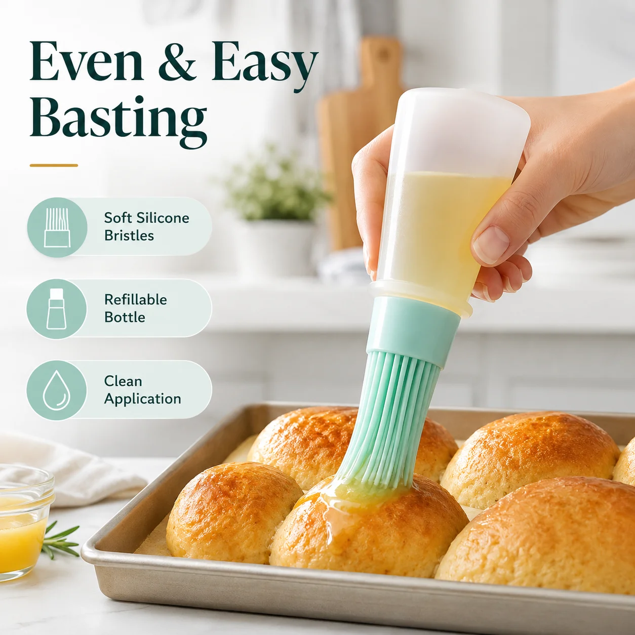 Silicone Oil Brush Bottle, 2-in-1 Pourer and Brush for Grilling BBQ Baking, Food Grade BPA-Free Heatproof