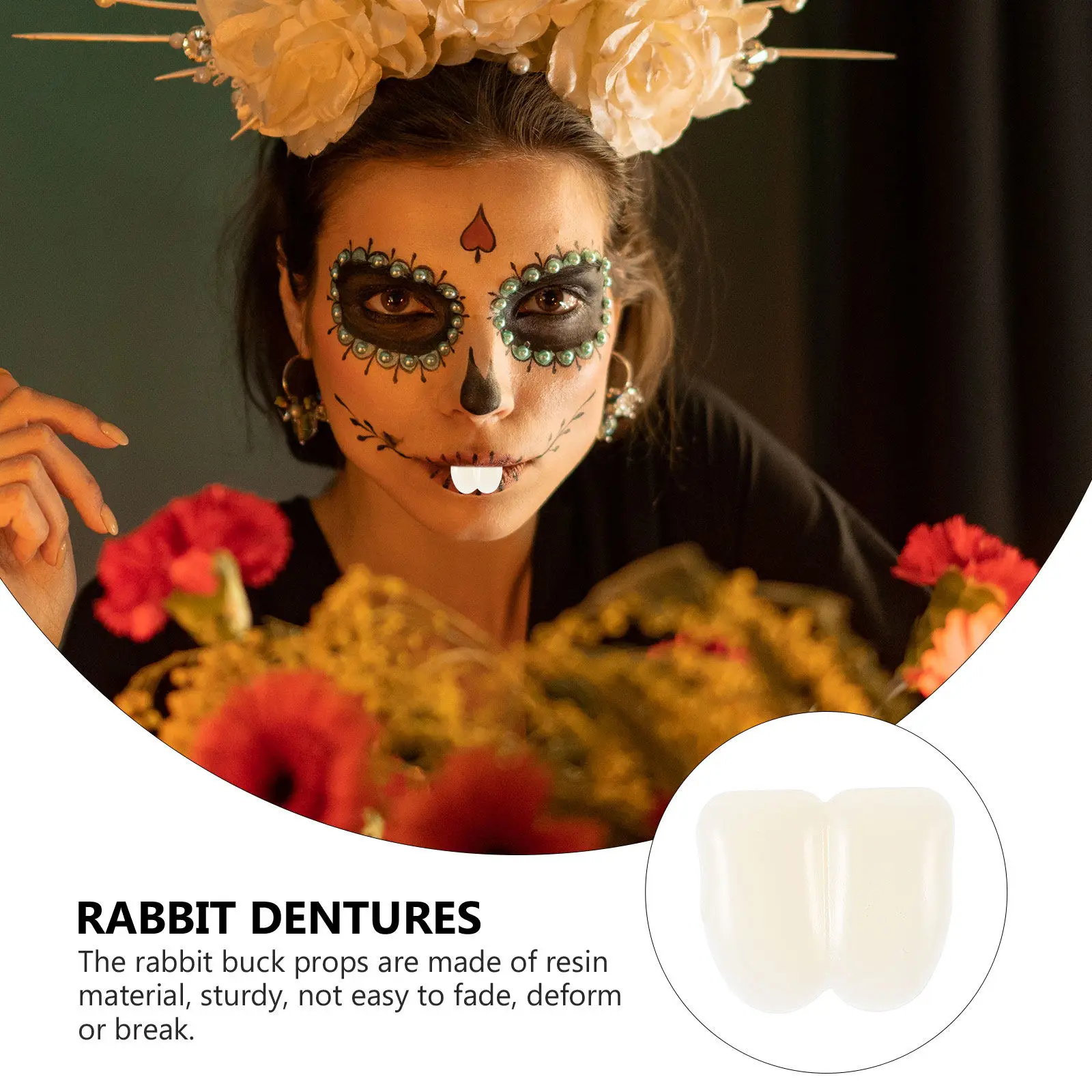 2Pcs Resin Bunny Cosplay Supplies Realistic Rabbit Buck Teeth Bulk Set Safe Comfortable Wear for Halloween Masquerade Photoshoot