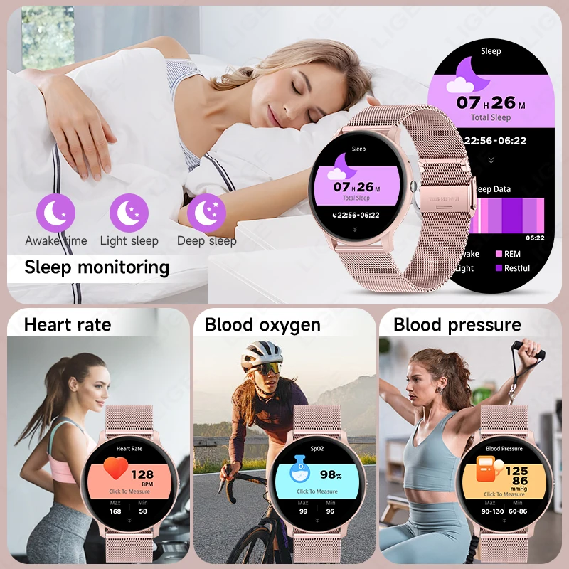 Lige bluetooth chamada relógio inteligente feminino mostrador personalizado relógios de aço masculino esportes rastreador fitness freqüência cardíaca smartwatch para android ios