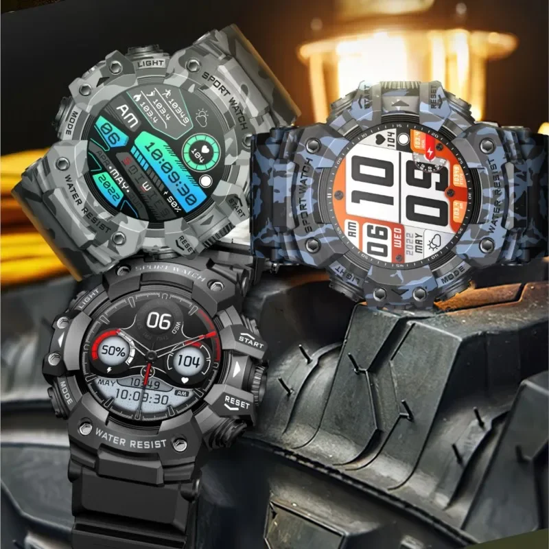 New Smartwatch Men Women Outdoor Sports Wrist Clock Flashlight SOS Compass BT Call Wristwatch Health Track Smart Watch