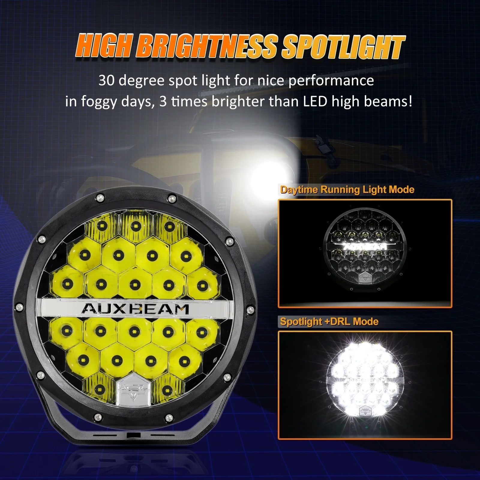 Auxbeam 7 pollici 90W LED Luce da lavoro 6000K 10-30V Offroad Luce di guida Proiettore Lampada spot IP68 Impermeabile 9000LM Super luminoso