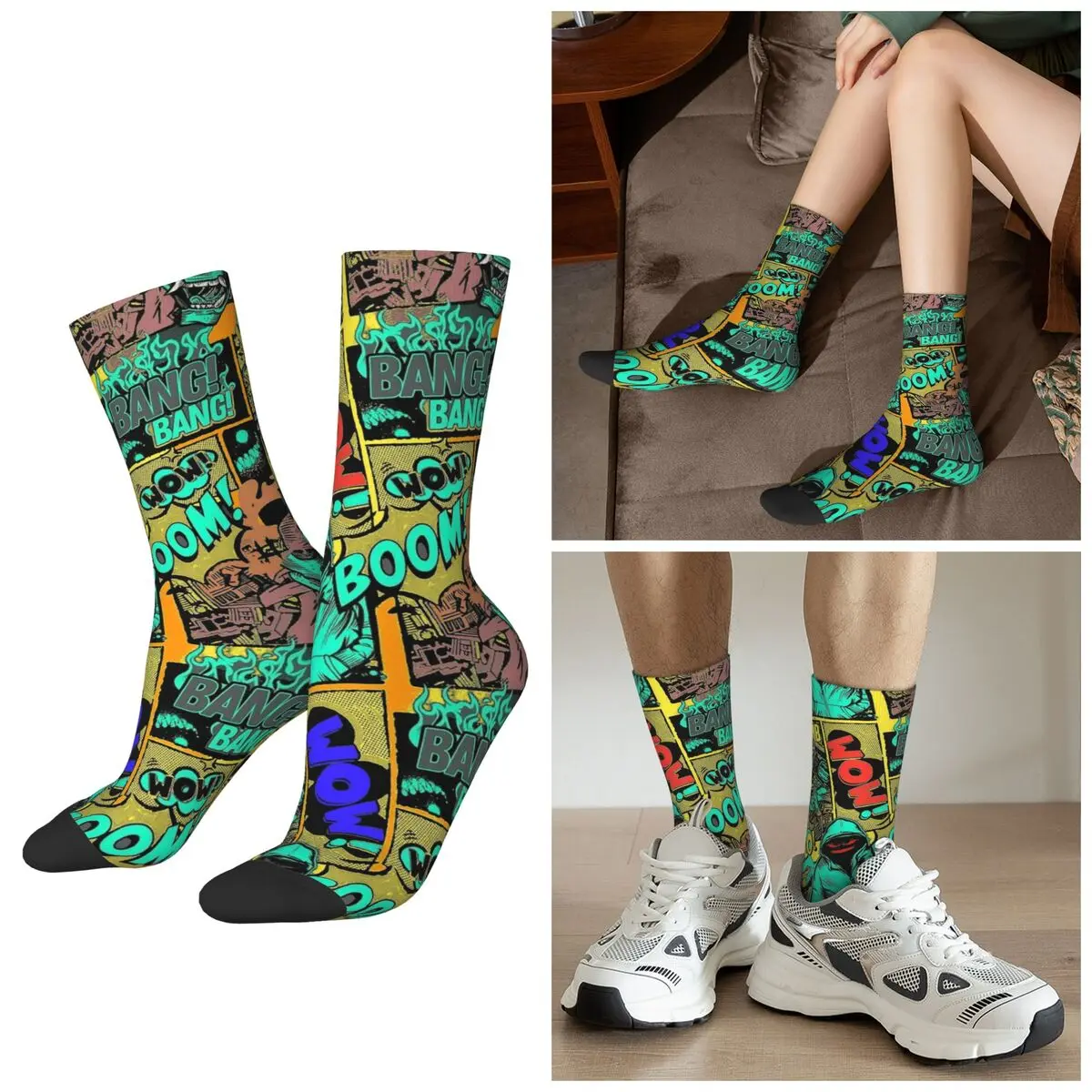 

All Seasons Comic Street Punk Style Socks Harajuku Crew Socks Hip Hop Stockings for Men Women Christmas Gifts