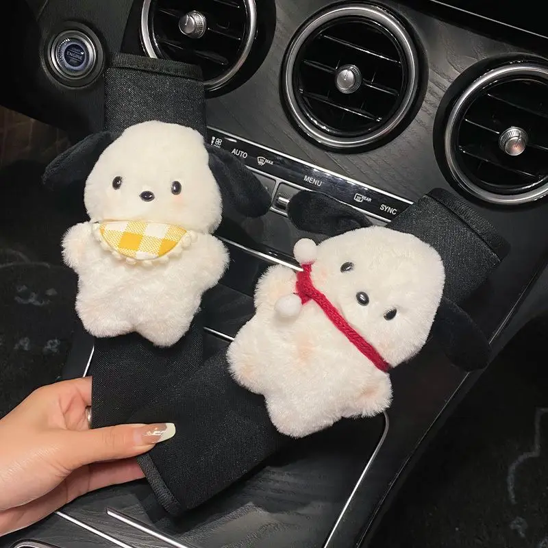 Sanrio Car Seat Belt Shoulder Pad Car Tissue Box Plush Doll Cartoon Anime Cute Pochacco Car Decoration Accessories Gift