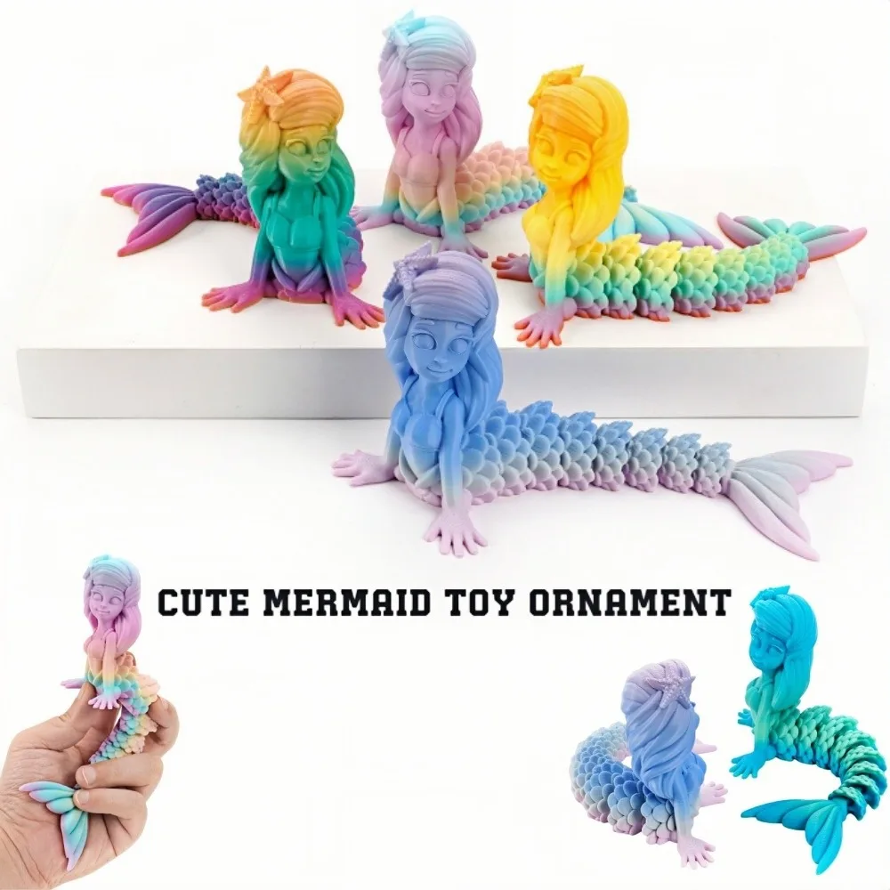 Figuras de sirena impresas en 3D, miniaturas de jardín de hadas, juguete móvil multiarticulación, decoración para sala de estar, regalos para niños, decoración del hogar