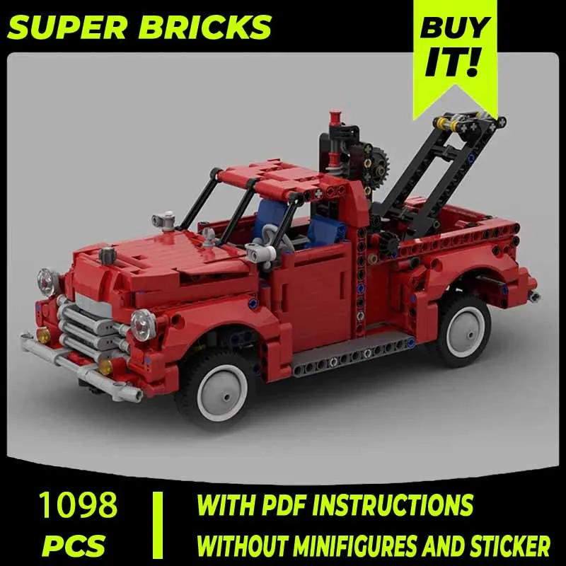 Moc Building Blocks Car Series Model Ordinary Red Pickup Technical Bricks DIY Assembly Construction Toys For Childr Holiday Gift