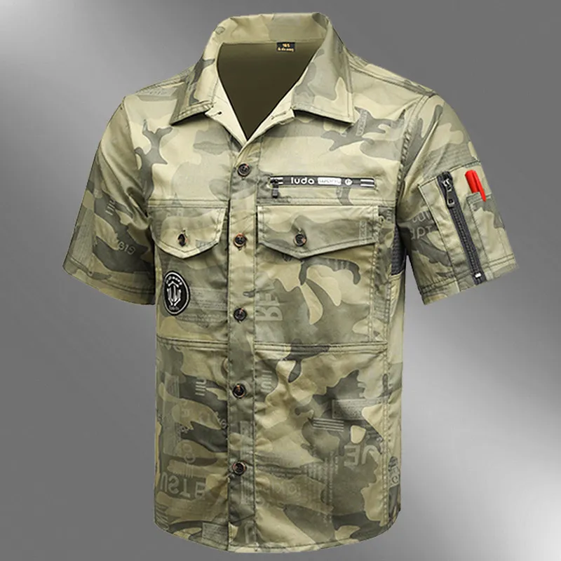 

Мужской рабочий костюм из хлопка с камуфляжным принтом, легкий, удобный, дышащий, для весны и лета, школьная форма