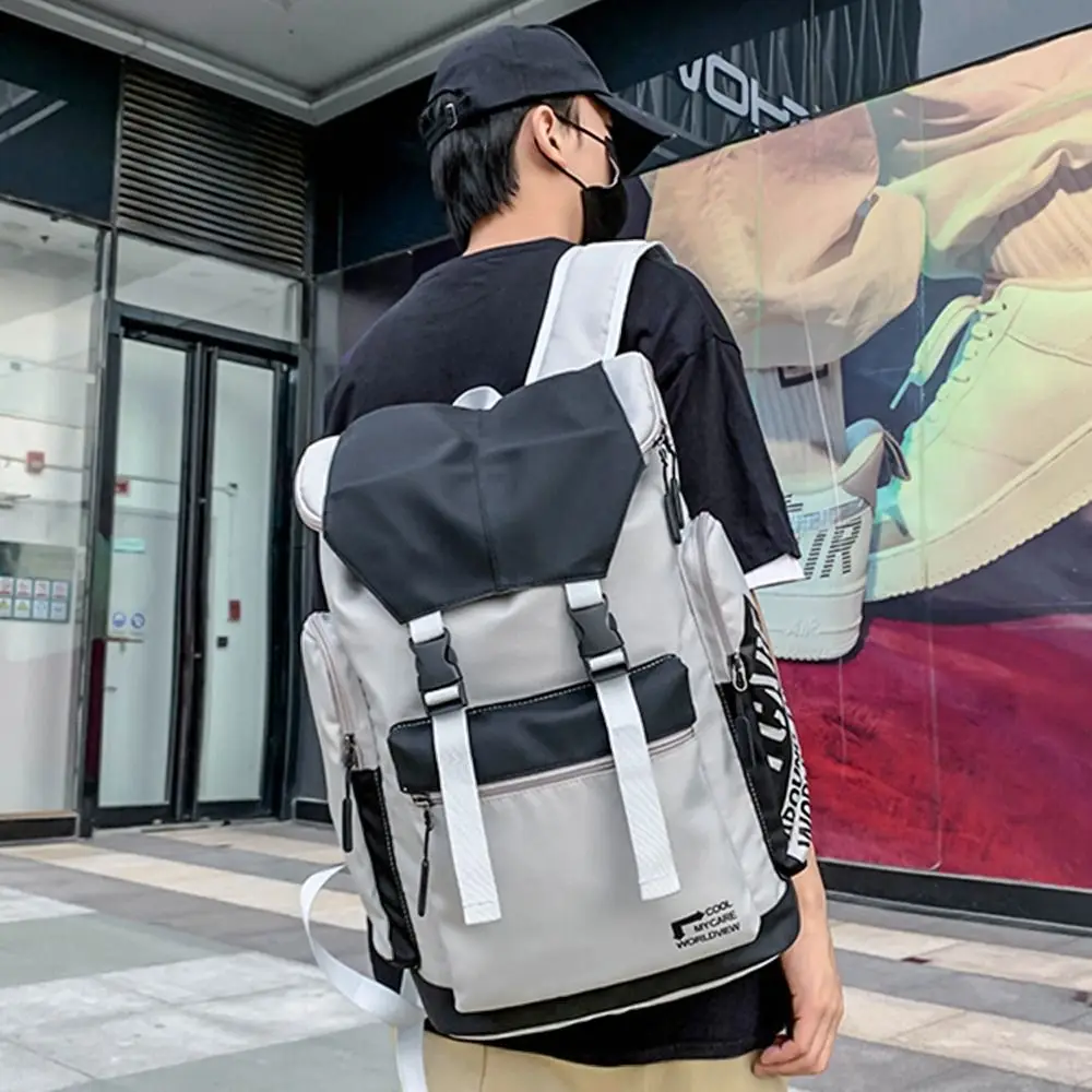 1 pz moda nero grigio studente zaino Computer portatile borsa da viaggio di grande capacità impermeabile 20L borsa da scuola uomo ragazzo studente