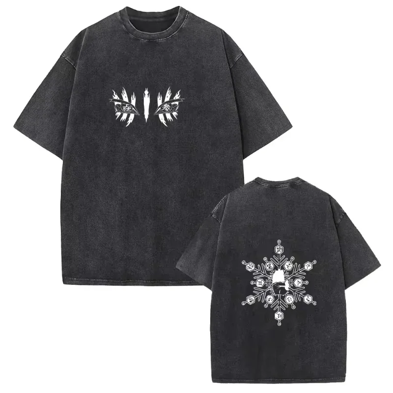 2026 Manga Demon Slayer Akaza Koyuki Printed T-shirt Men's and Women's Washed T-shirt High Quality Vintage T-shirt Harajuku Top