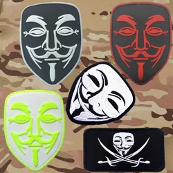 V for Vendetta Anonymous Calico Jack Tactical Hacker SWAT 3D PVC Patch Stickers On Clothing With Hook