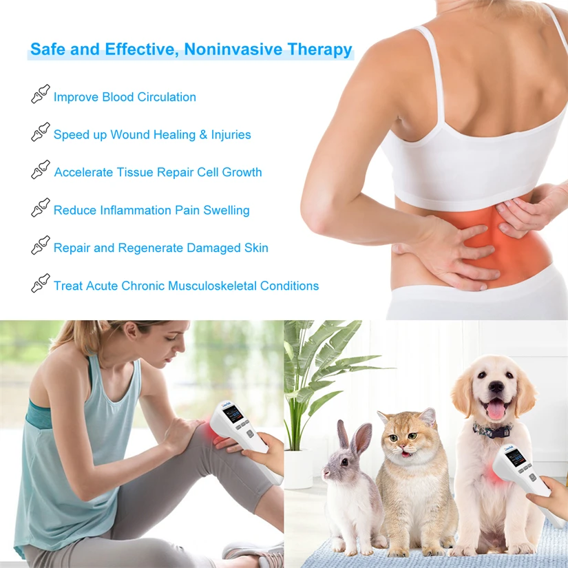 Dawfek Handheld Laser Device for Pain Relief for Human 650nm*16+808nm*4 Laser Treatment for Dog Hip Dysplasia Wound Healing