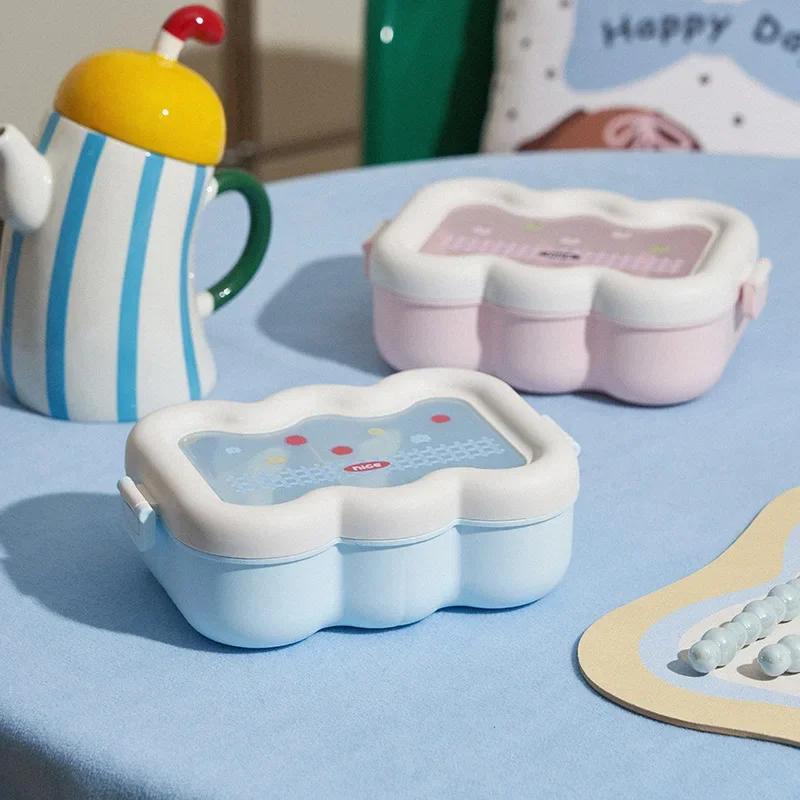 Cute Cloud Shaped Bento Box Lunch Box for Kids Students Compartment Food Container Portable Fruit Snack Storage Box