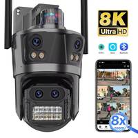 8K 16MP WiFi Camera Outdoor Four Lens Four Screen Security CCTV Camera 8X Zoom Bluetooth Auto Tracking Video Surveillance ICsee