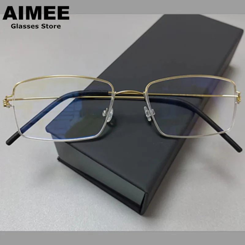 Denmark Brand Titanium Screwless Glasses Frame Men Business Square Prescription Eyeglasses Women Myopia Eyewear Optical Lens