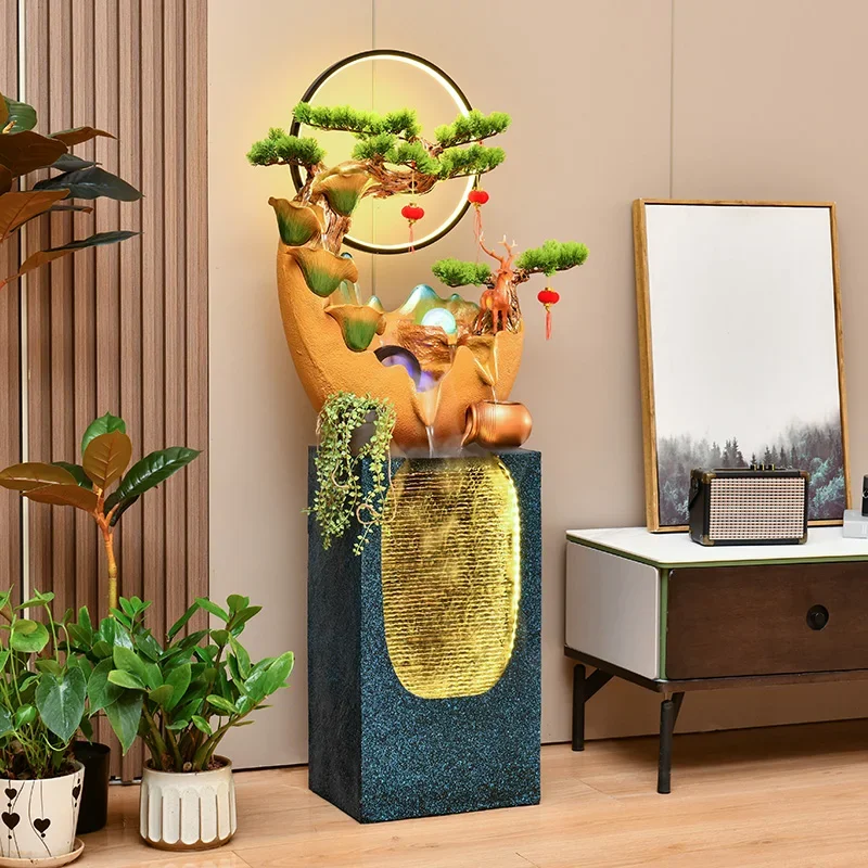 Light luxury flowing water ornament circulating water living decorative water feature feng shui wheel lucky rockery fountain