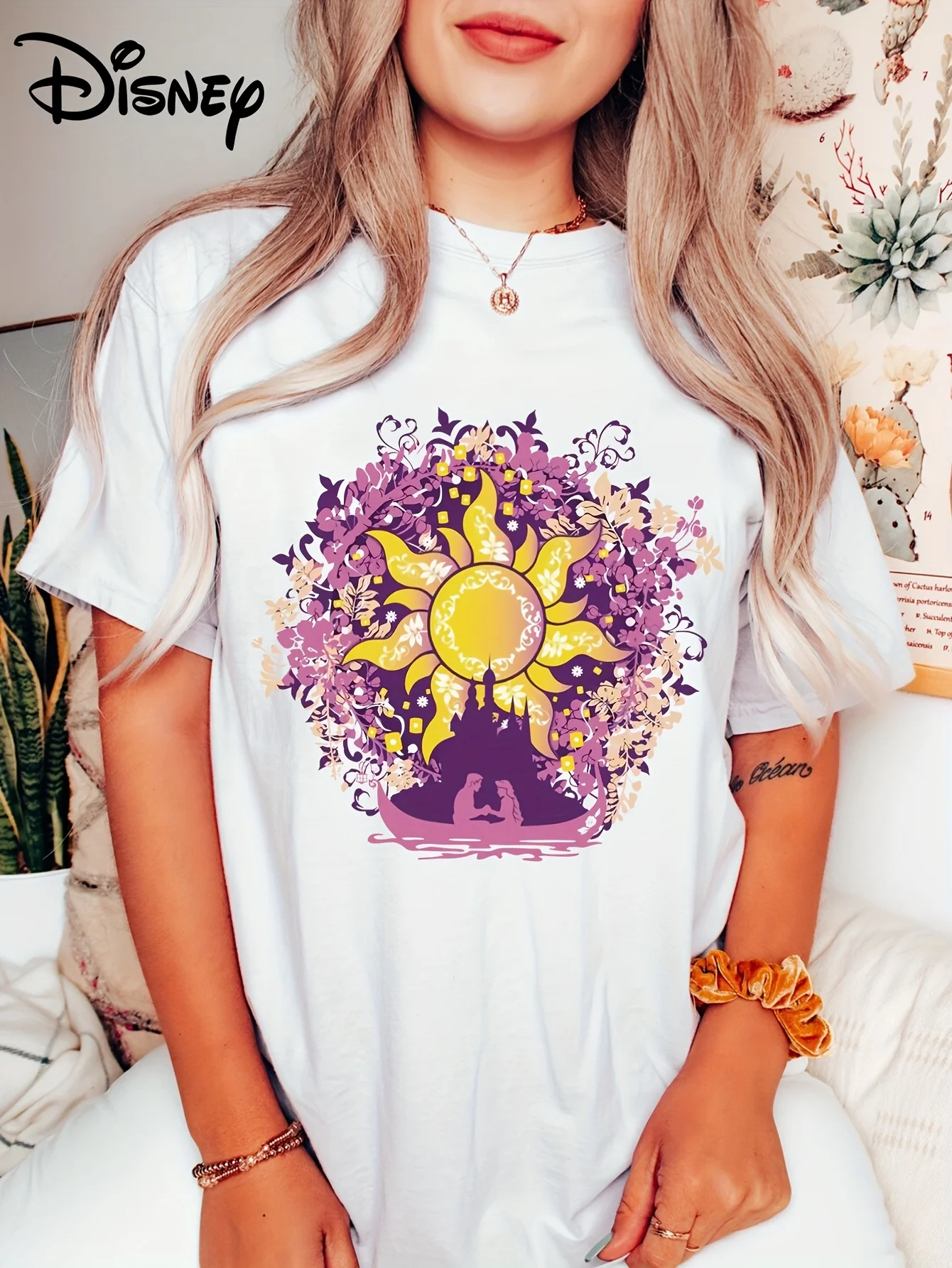 

Disney Princess Prince Boy Girl Summer T-Shirt Family Parent-Child Clothing Casual Sports Loose Comfort Short Sleeve Men Women