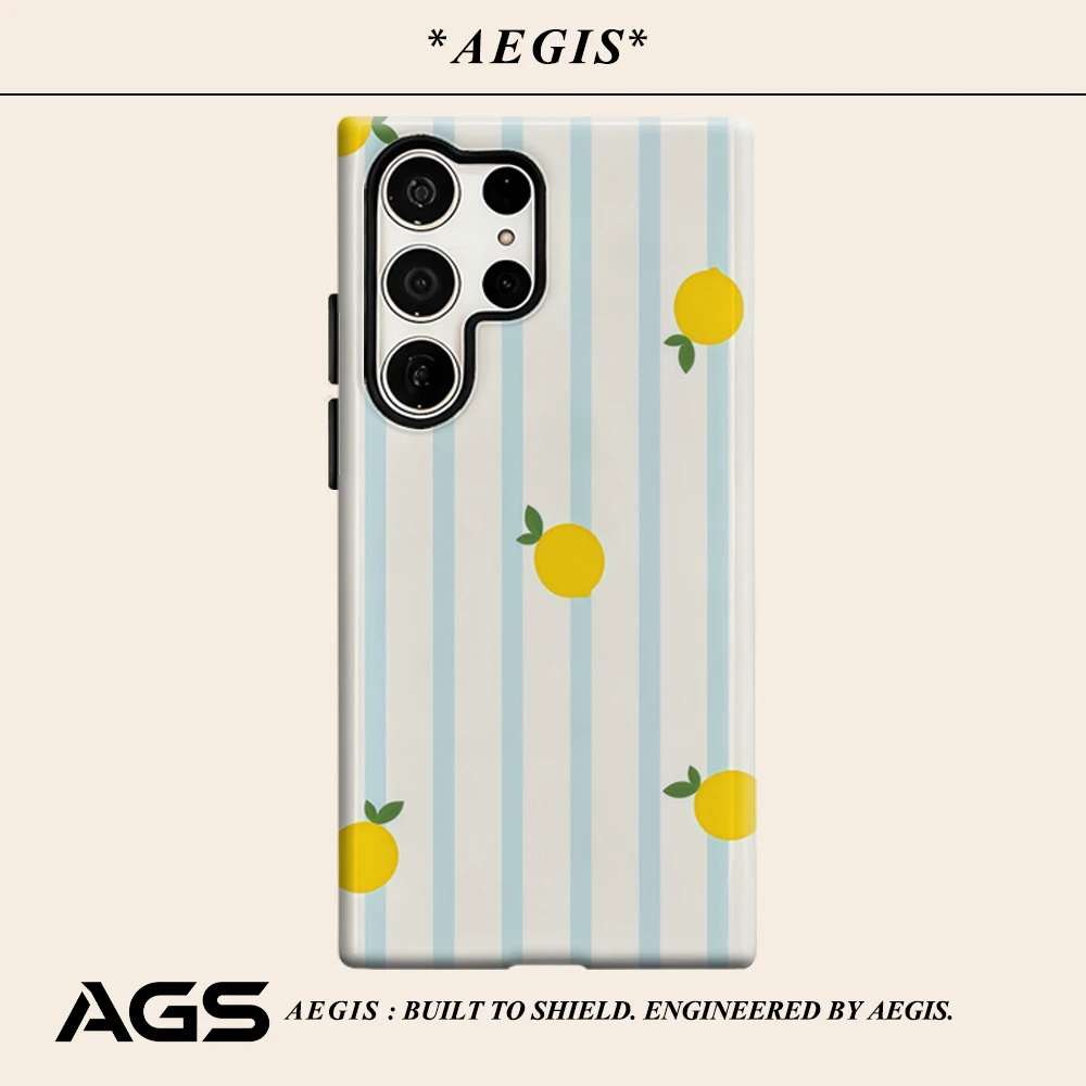 Lime Stripe Phone Case for Samsung Galaxy S25 Ultra S24 S23 Ultra Plus Glossy Double-layer Back Cover