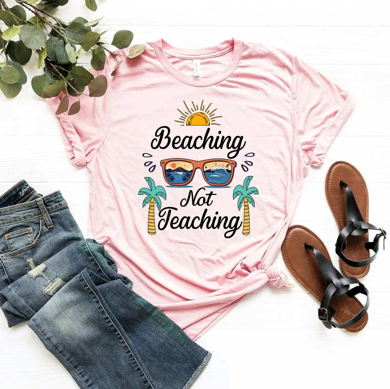 Beaching Not Teaching T Shirt Summer Teacher Last Day Of School Goodbye Beach Vibes Sun