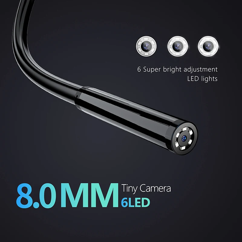 Gyáriparos endoscope 2.4 óra IPS Kivet HD1080P Cső Kanális Betekintés borescope IP67 Vízálló vel 8 leds 2600mah számára autó