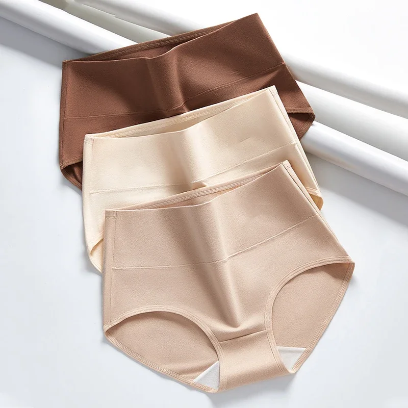 3Pcs/Set Women Panties High Waist Body Shaper Underwear Breathable Briefs Cotton Underpants Soli Panty Plus Size Female Lingerie