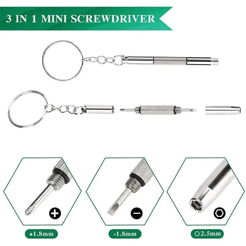 MJYIWANG 1/2/3/4pcs Mini 3 In1 Screwdriver Eyeglass Optical Eye Glasses Portable Spectacles Watch Practical Household Hand Tool
