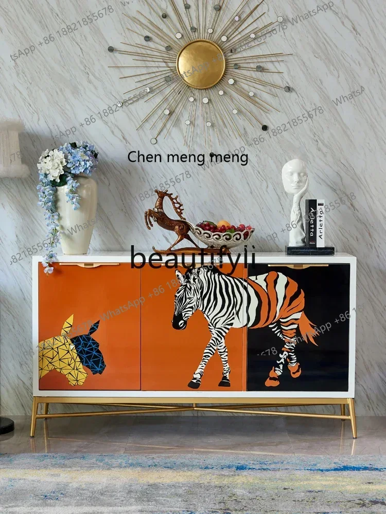 A182 C Postmoderno semplice verniciato zebrato portico scarpiera scarpiera armadio decorativo soggiorno sala da pranzo lato