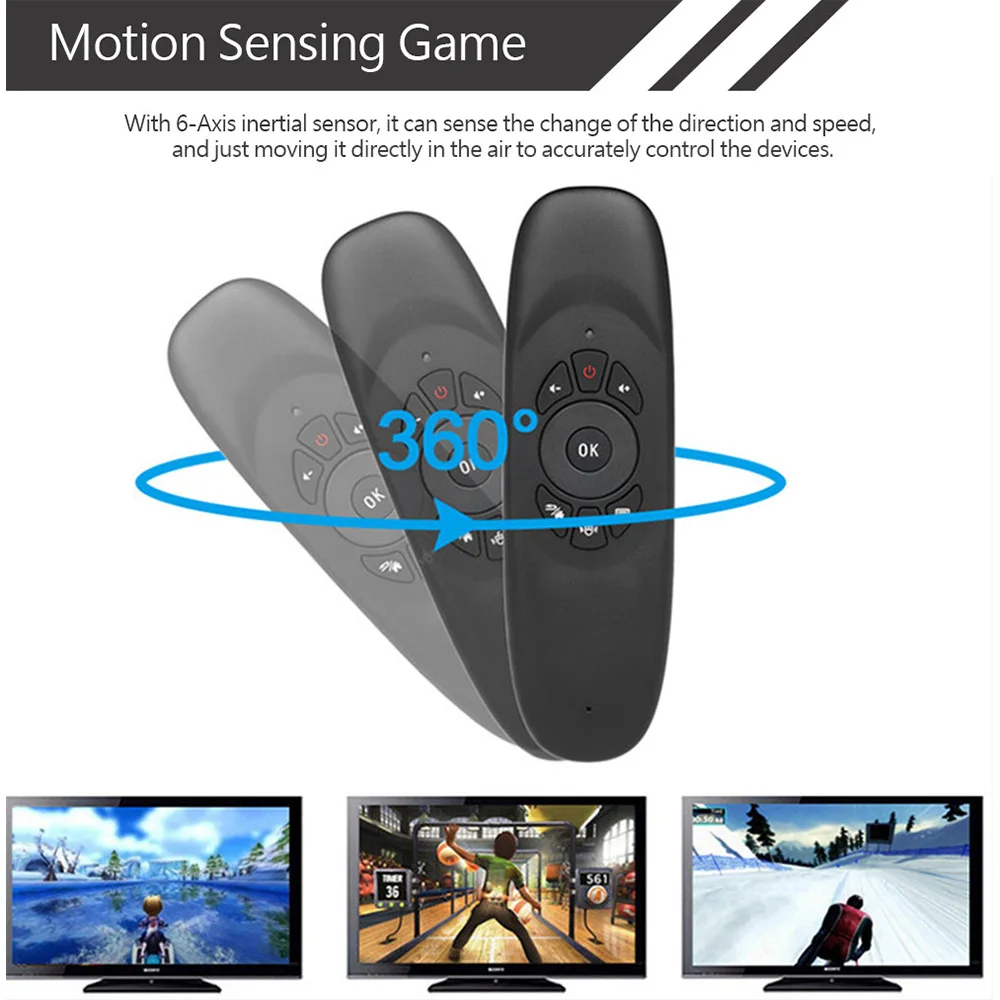MRSVI C120 7-Color Backlight Fly Air Mouse Gyro Sensor Wireless 2.4G RF Keyboard Remote Control For Android Smart TV Box