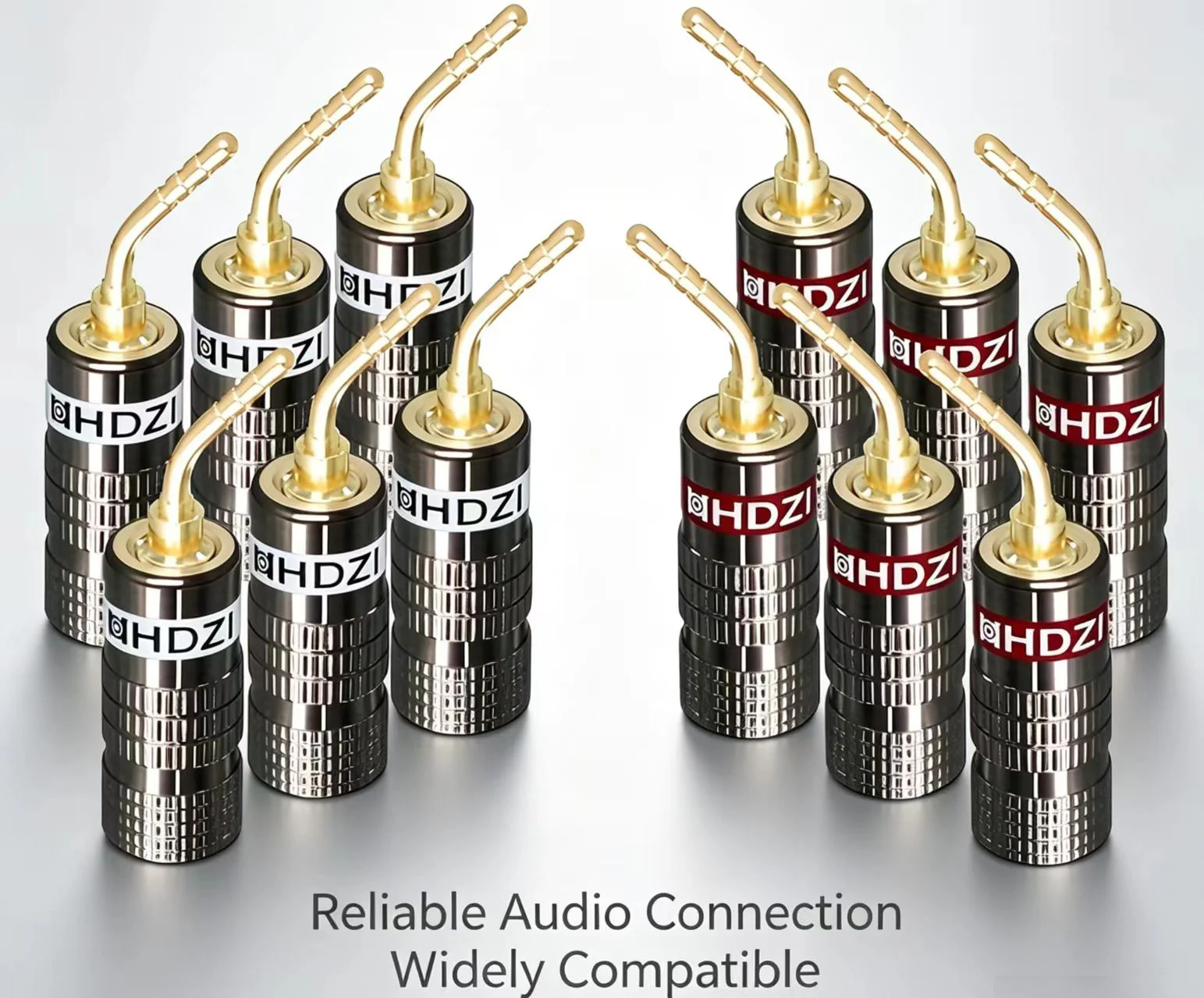HHDZI 90 Degree 2mm Pin Banana Plug Gold Plated Solder Type Connector for HiFi Amplifier Speaker Cable