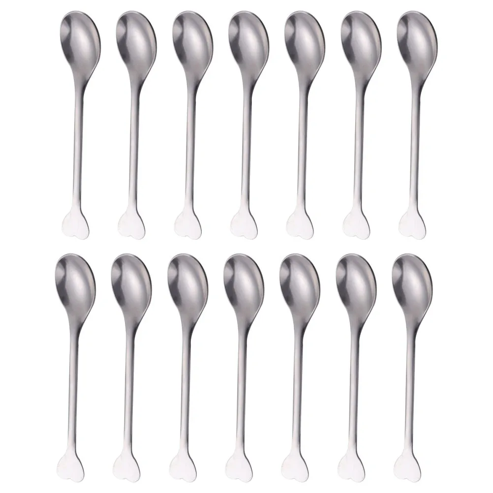 

24Pcs Heart Shaped Dessert Spoon Stainless Steel Long Handle Mixing Spoon for Coffee Tea Yogurt Cake Portable Kitchen Utensils