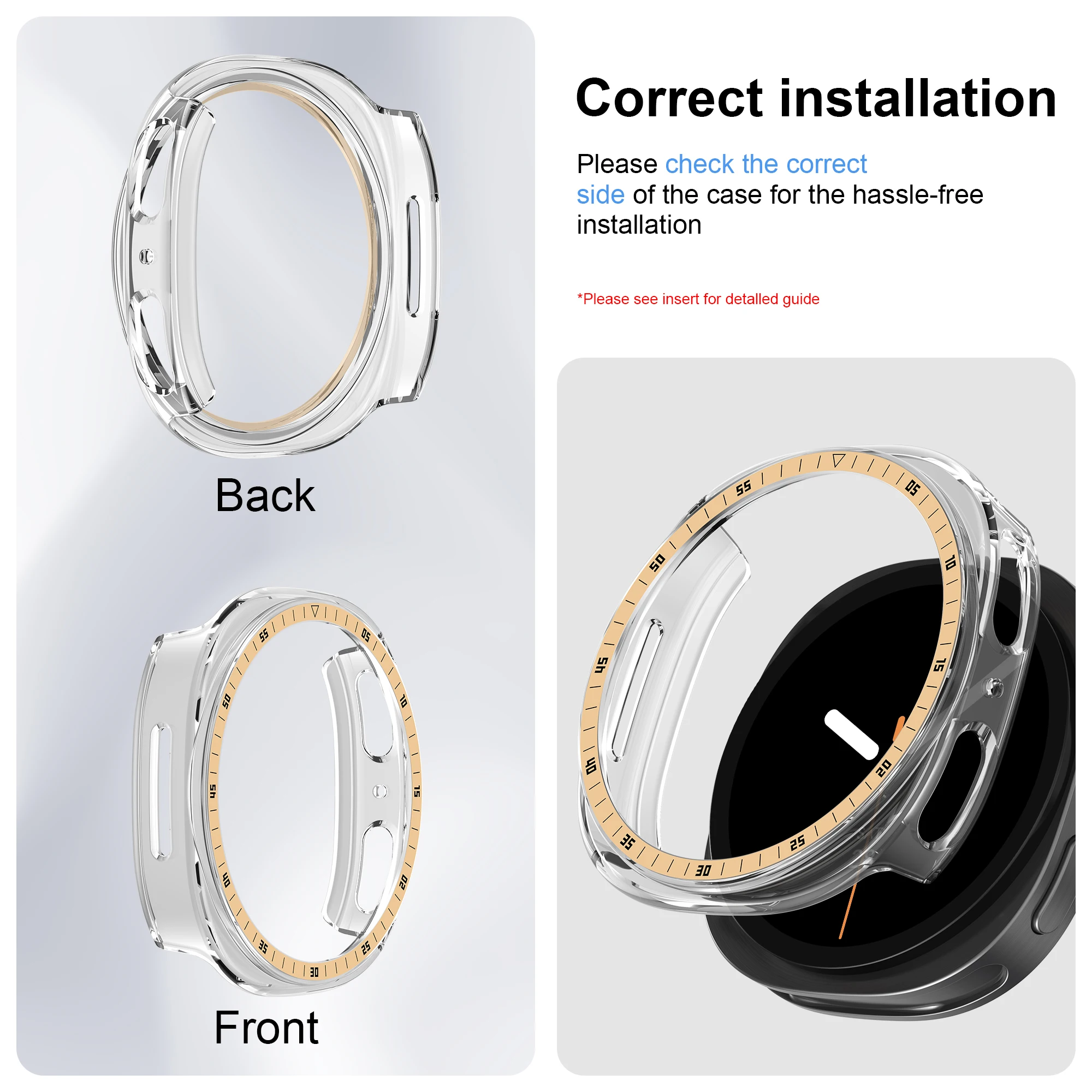 Scale Bezel+Cover for Samsung Galaxy Watch 9 8 44mm 40m Screen Protector Hard PC Bumper Shell Tempered Glass Galaxy Watch 9 Case